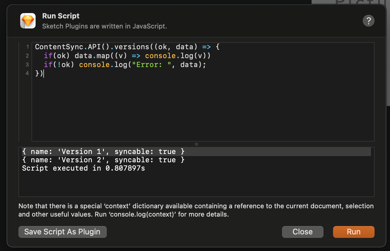 ContentSync Sketch Scripting