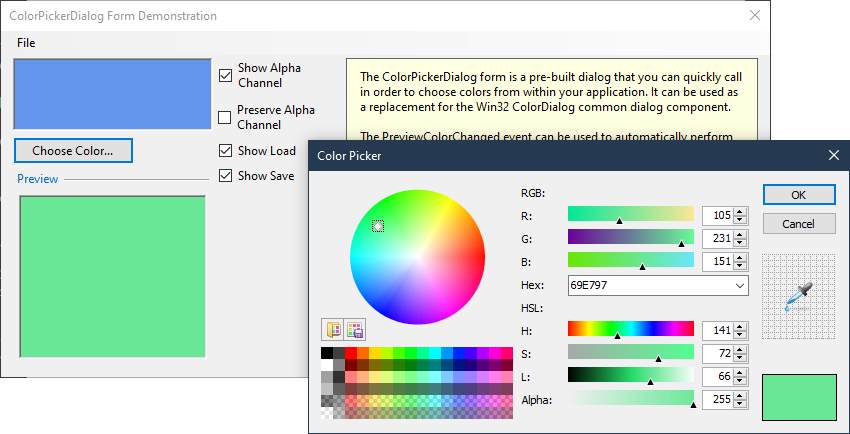 ColorPickerDialog form demonstration