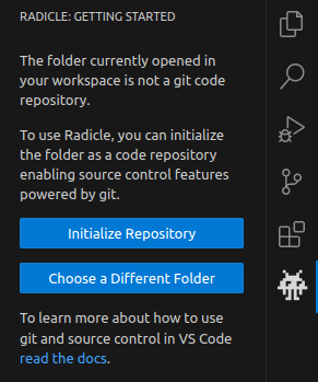 Non-git-initialized folder opened in Workspace