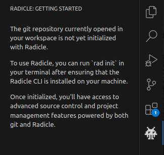 Non-radicle-initialized repo opened in Workspace