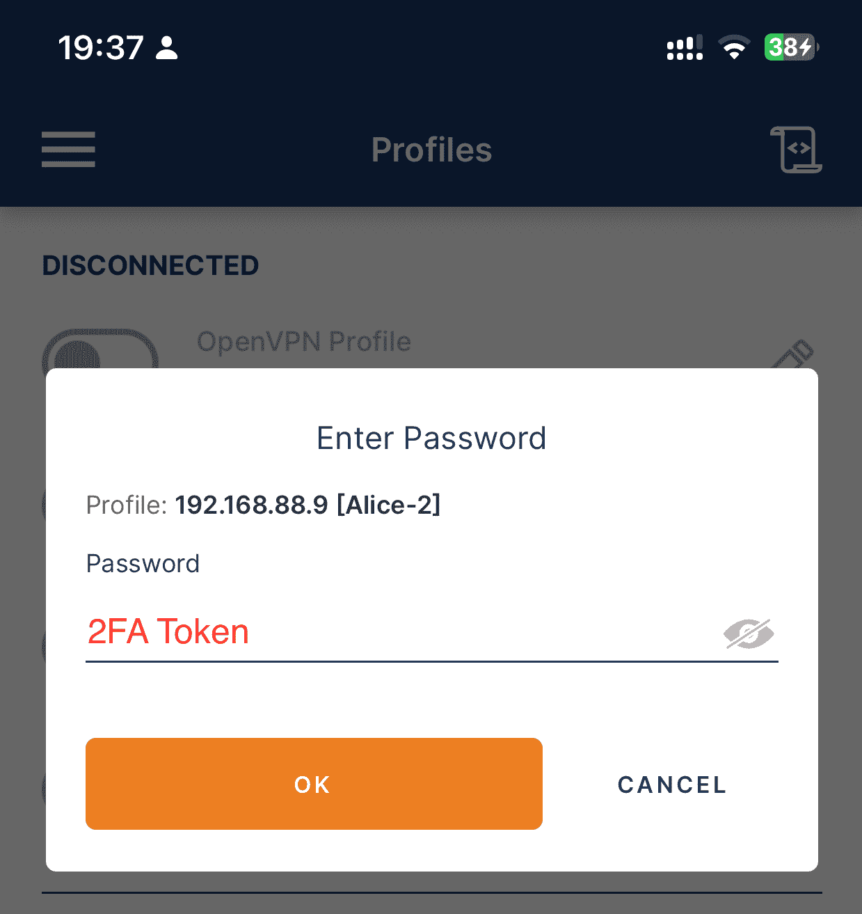 2FA OpenVPN Connect profile 2FA password