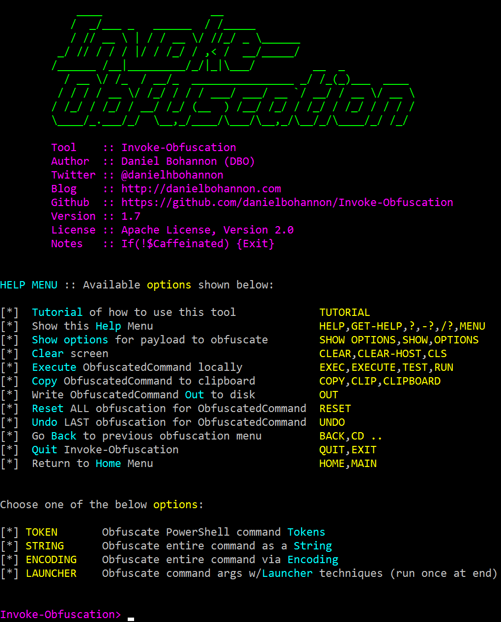 Invoke-Obfuscation Screenshot