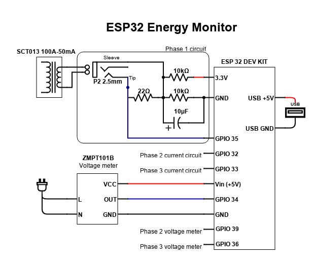 ESP32 Energy Monitor Schematic