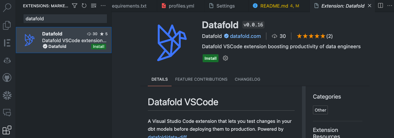 Install Datafold Extension