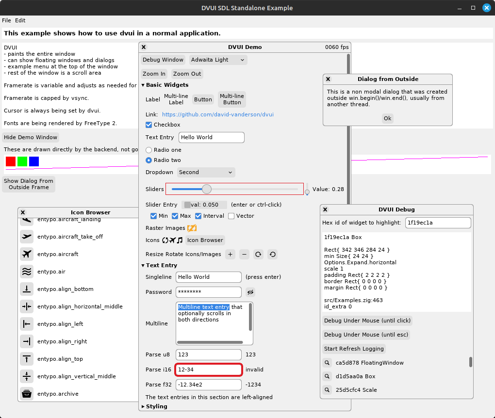 Screenshot of DVUI Standalone Example (Application Window)