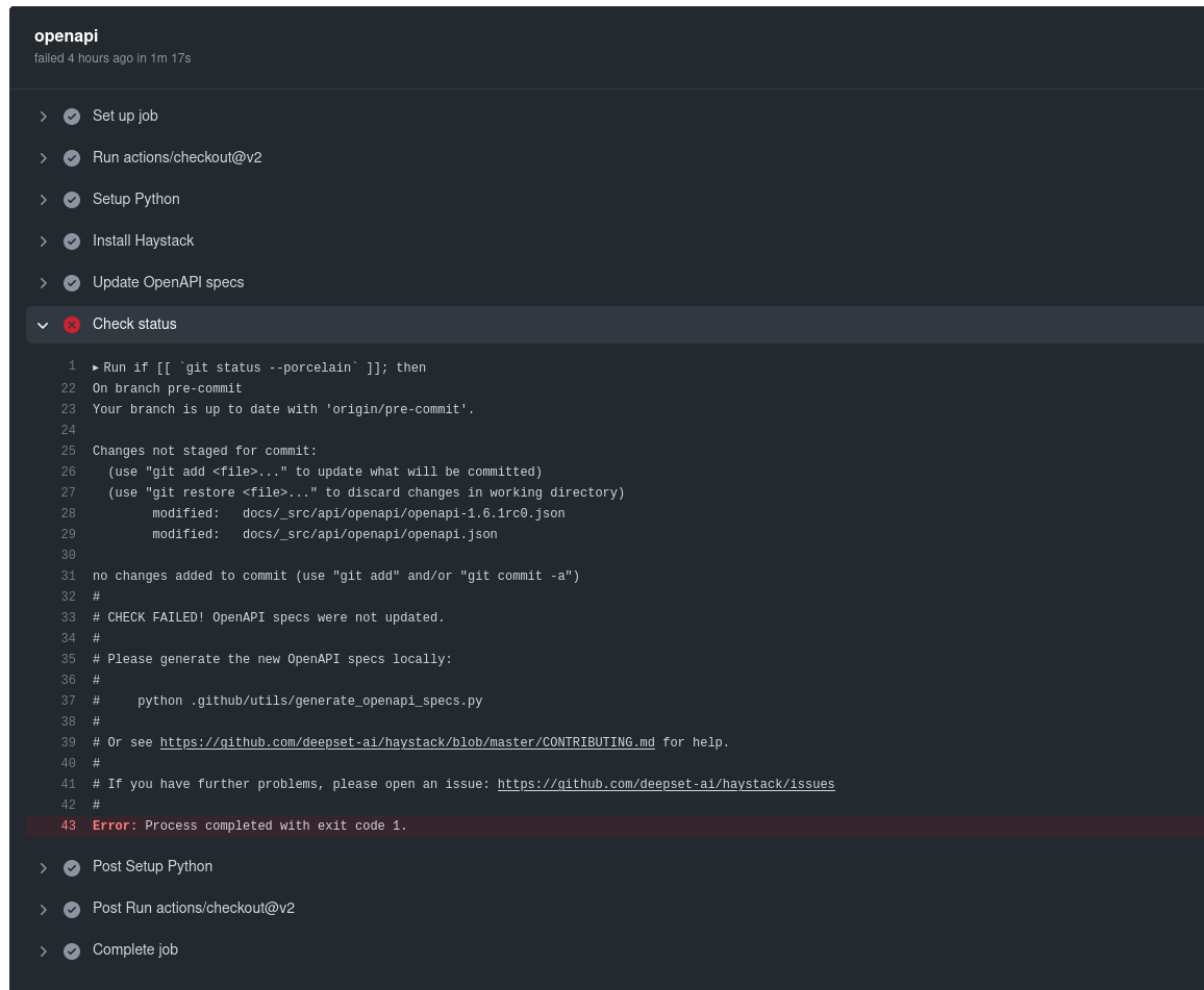 Logs of failed CI, with instructions for fixing the failure