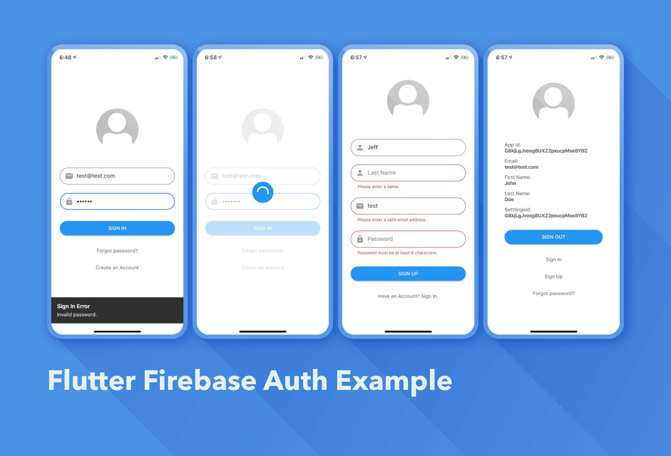 flutter firebase auth screenshots