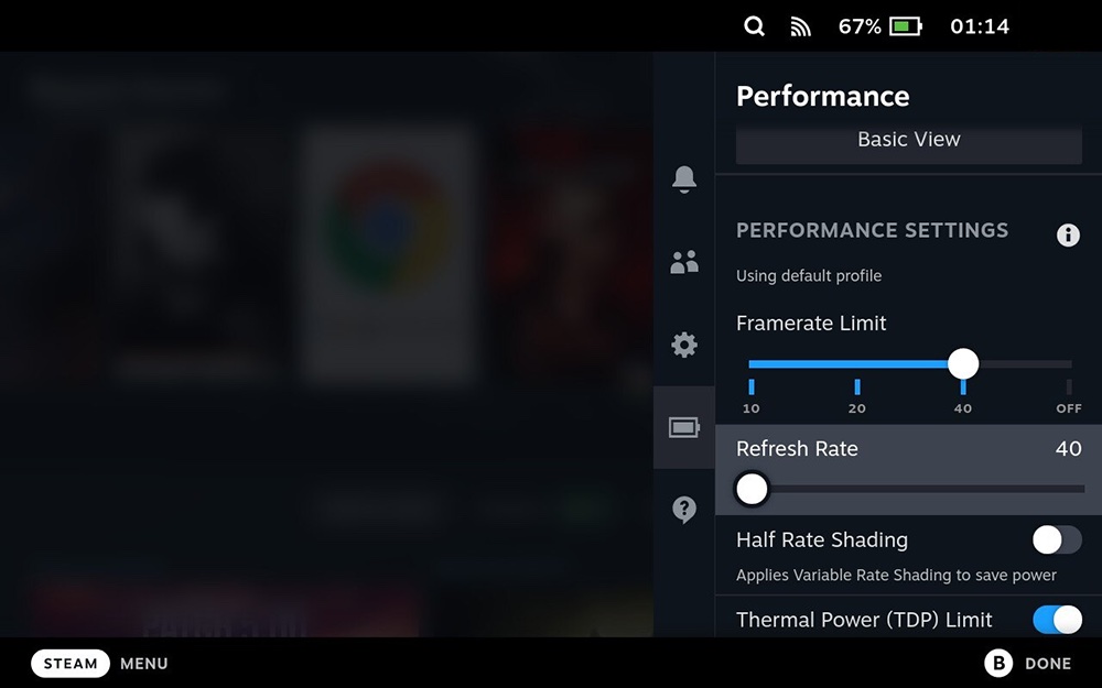 Force 40 FPS on Steam Deck