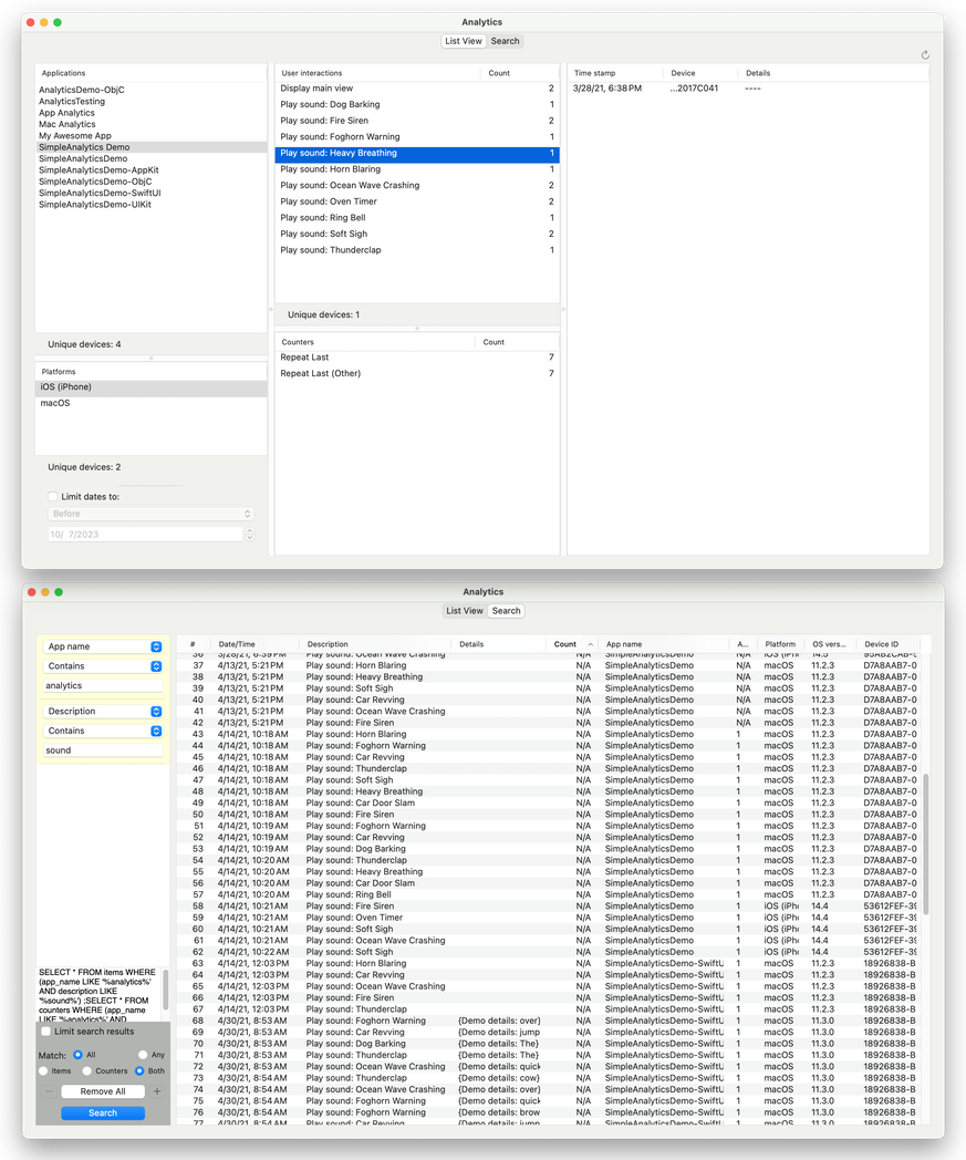 SimpleAnalytics Reader screenshots.