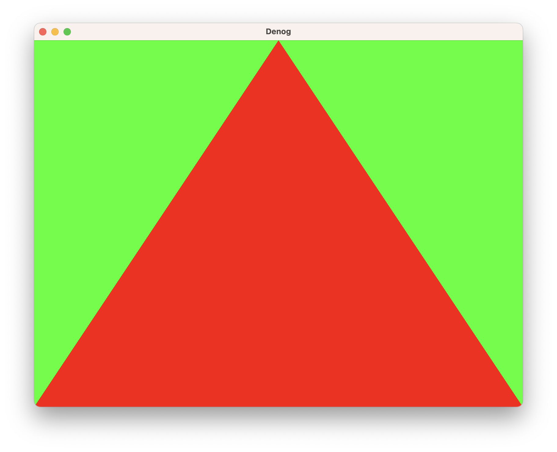 A red triangle over a green background.