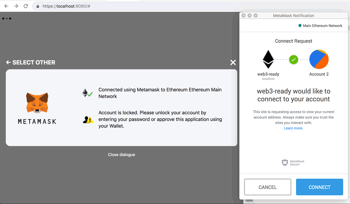 Metamask if unlocked