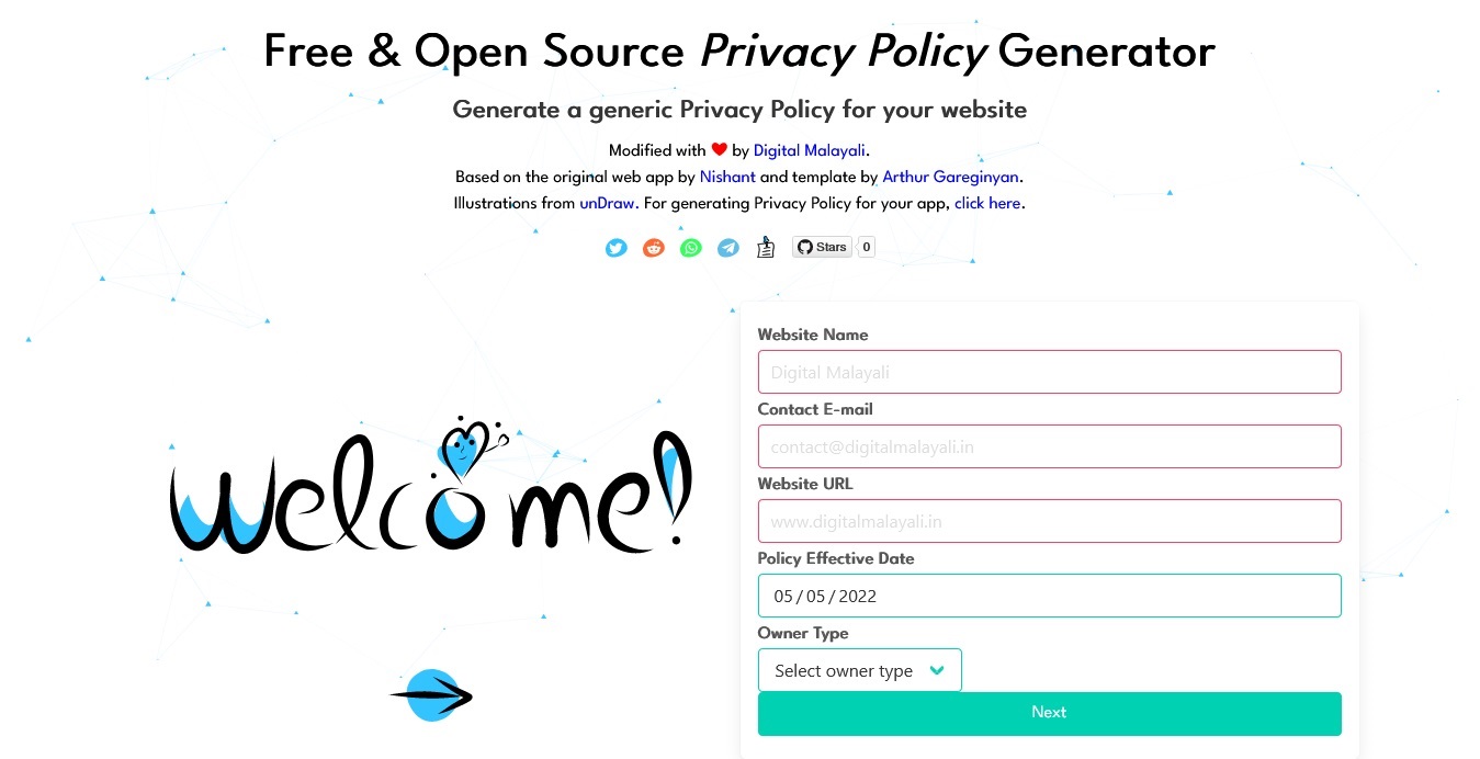 Free & Open Source Privacy Policy Generator