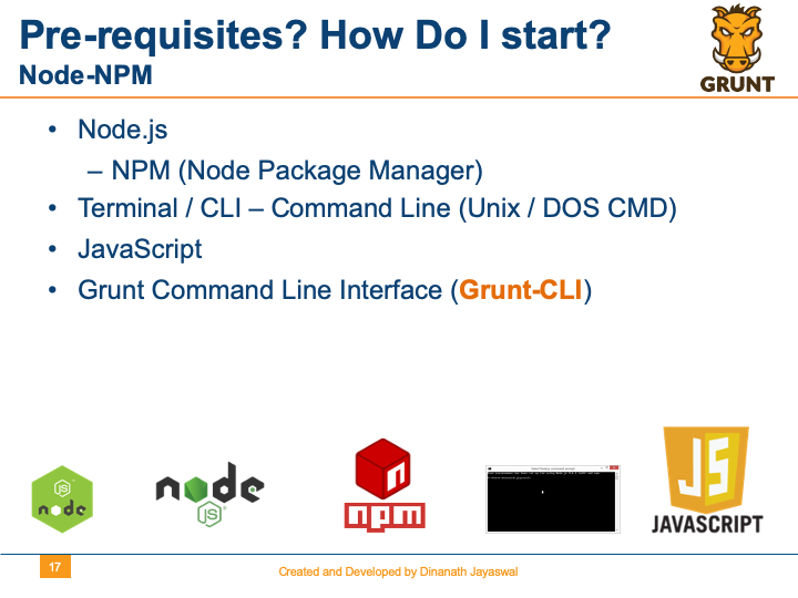 Grunt-The JavaScript Task Runner - Pre-requisites? How Do I start? Node-NPM