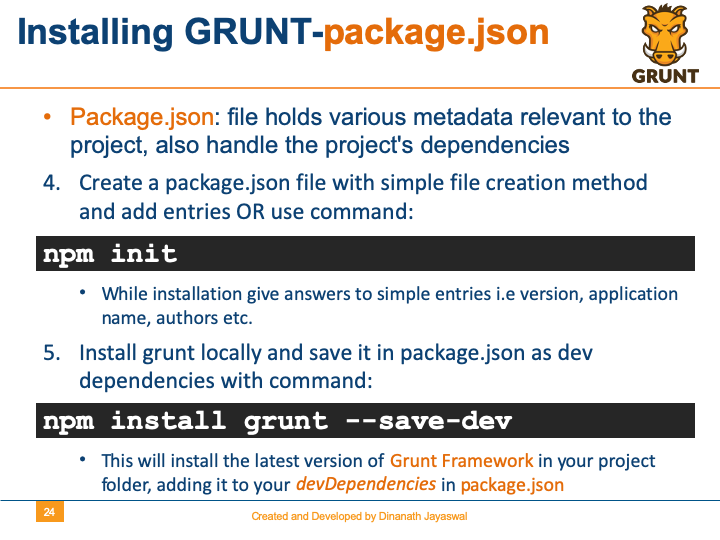 Grunt-The JavaScript Task Runner - Installing GRUNT-package.json