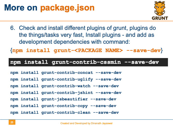 Grunt-The JavaScript Task Runner - More on package.json