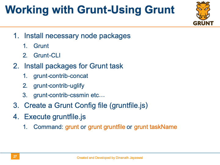 Grunt-The JavaScript Task Runner - Working with Grunt-Using Grunt