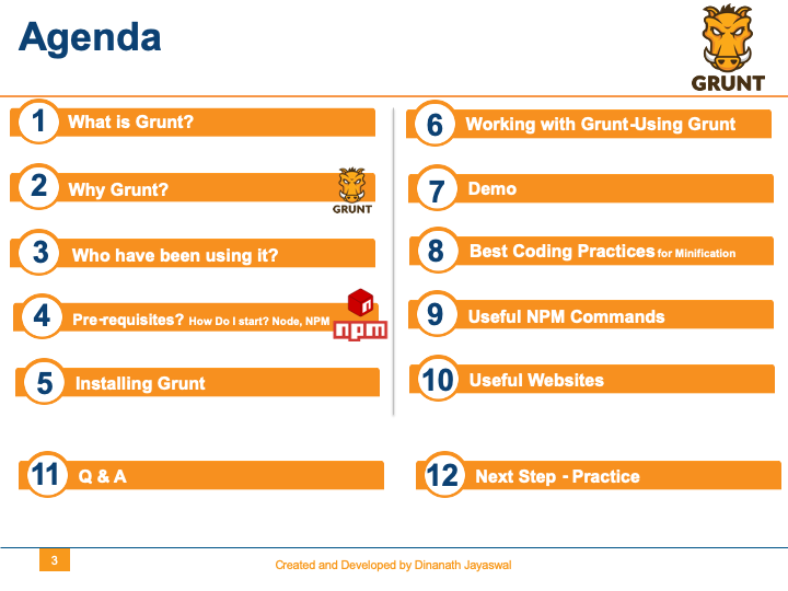 Grunt-The JavaScript Task Runner - Agenda