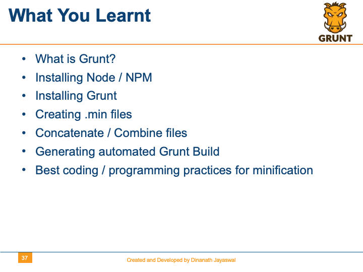 Grunt-The JavaScript Task Runner - What You Learnt