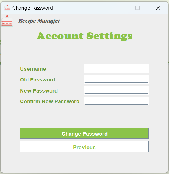 Change Account Password Page