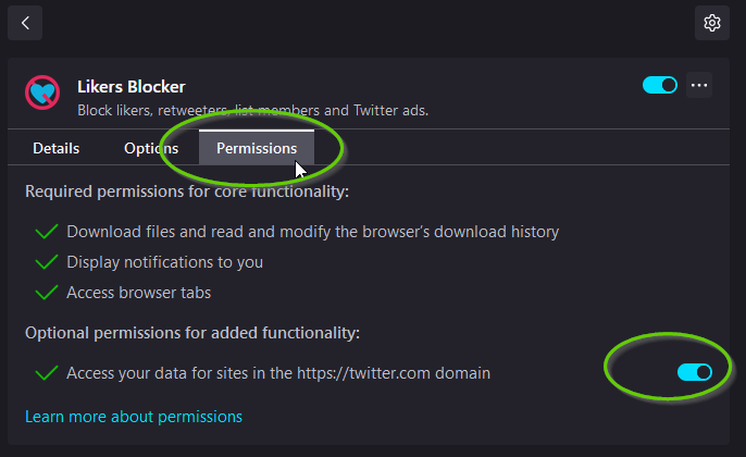 Permissions Screenshot