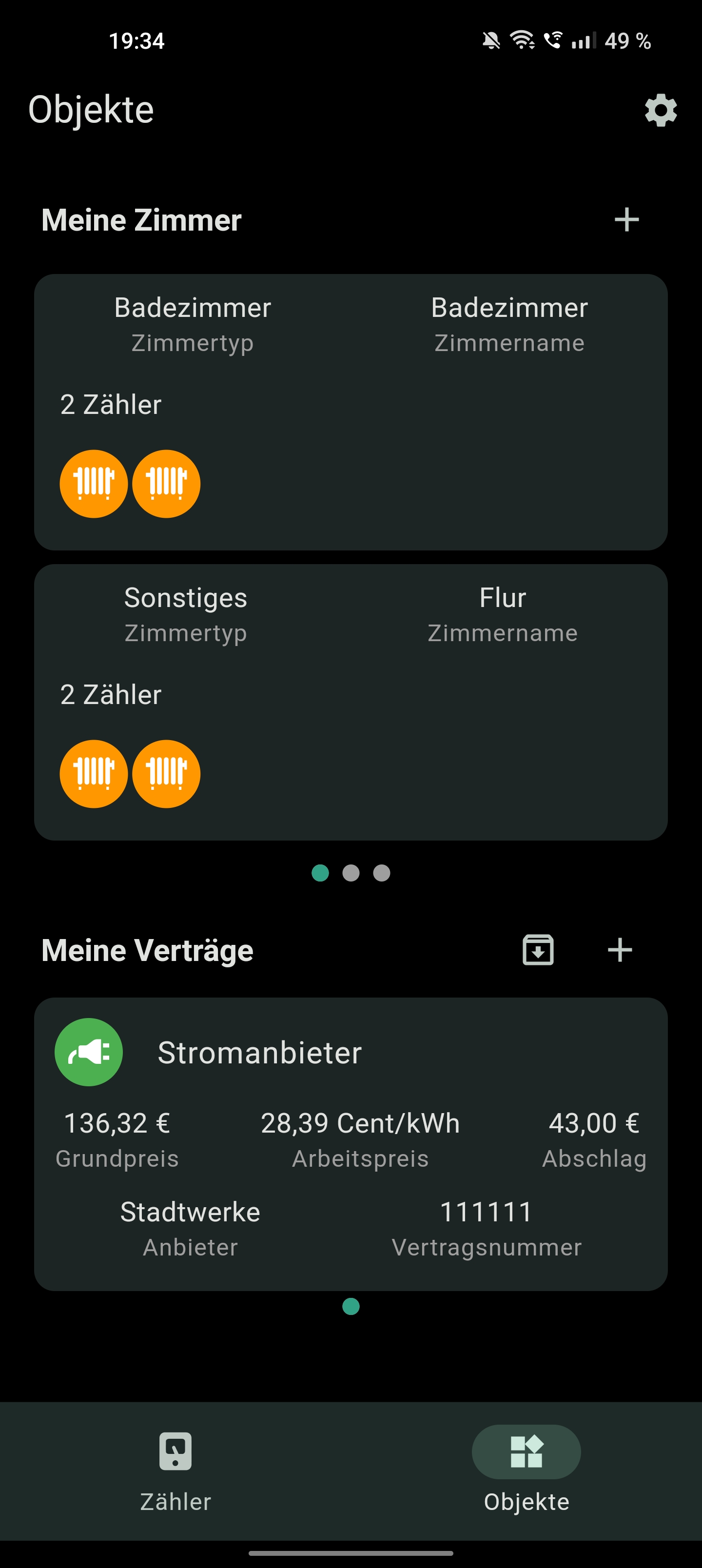 object screen with two rooms and one contract