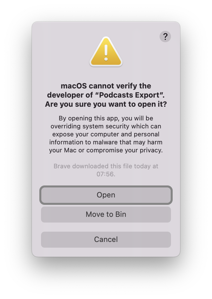 Security warning screenshot