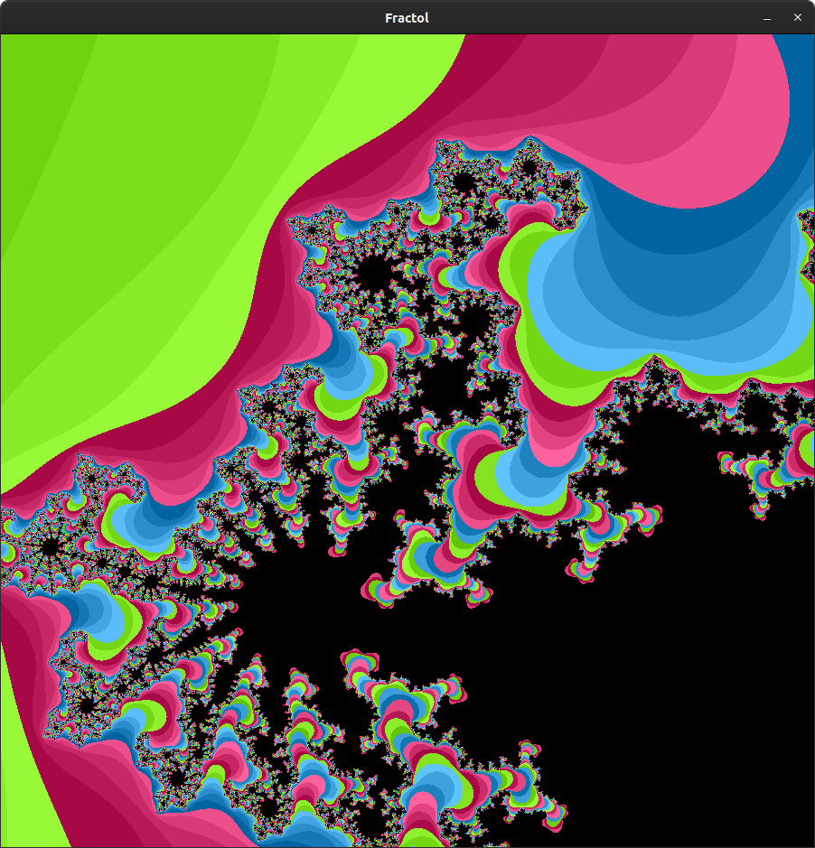 Fractal red blue and green striped Mandelbrot