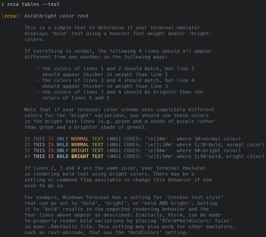 zeza tables test demo