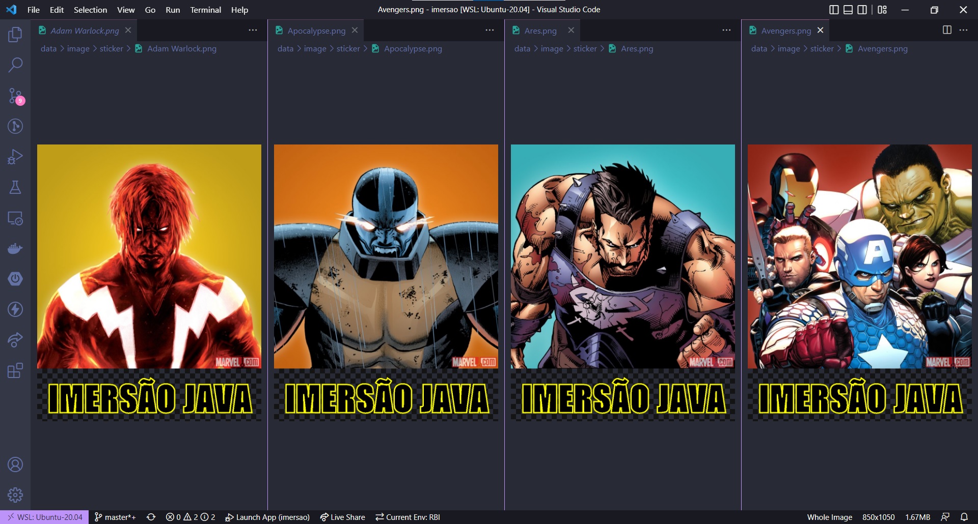 Geração de Sticker da Api da MARVEL