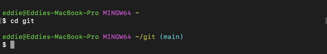 An uncanny recreation of git bash's default theme on Windows, complete with the inexplicable “MINGW64” string