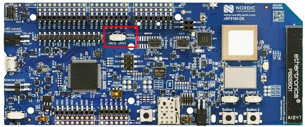 nRF9160DK PROG/DEBUG switch location