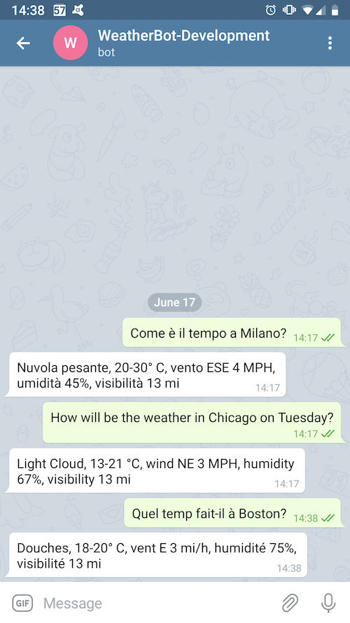 Screenshot on Telegram