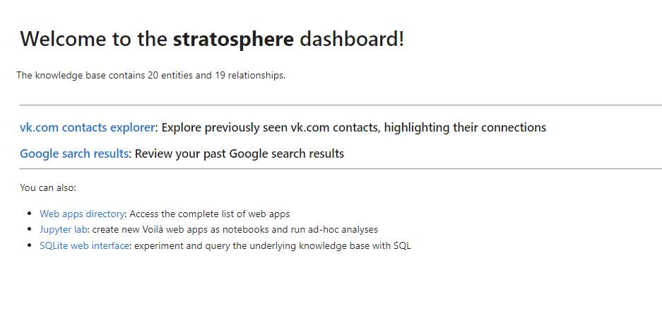 Stratosphere Dashboard and options