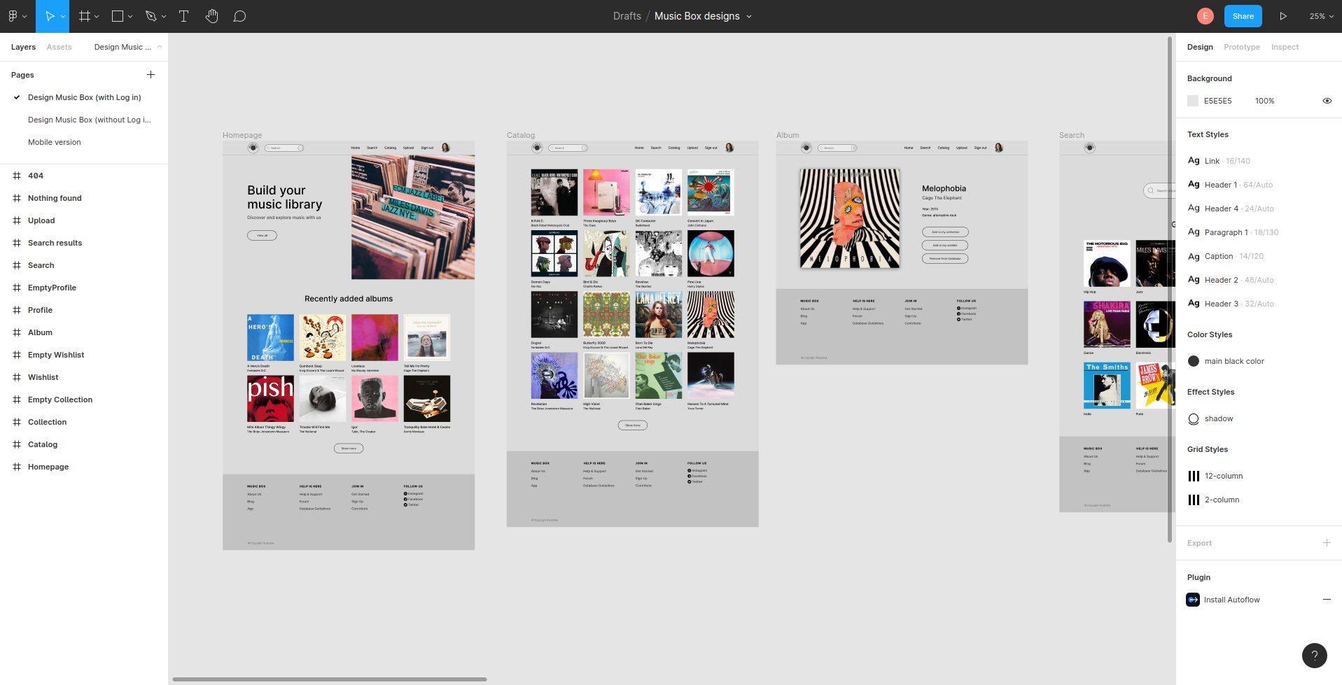 screenshot of figma designs