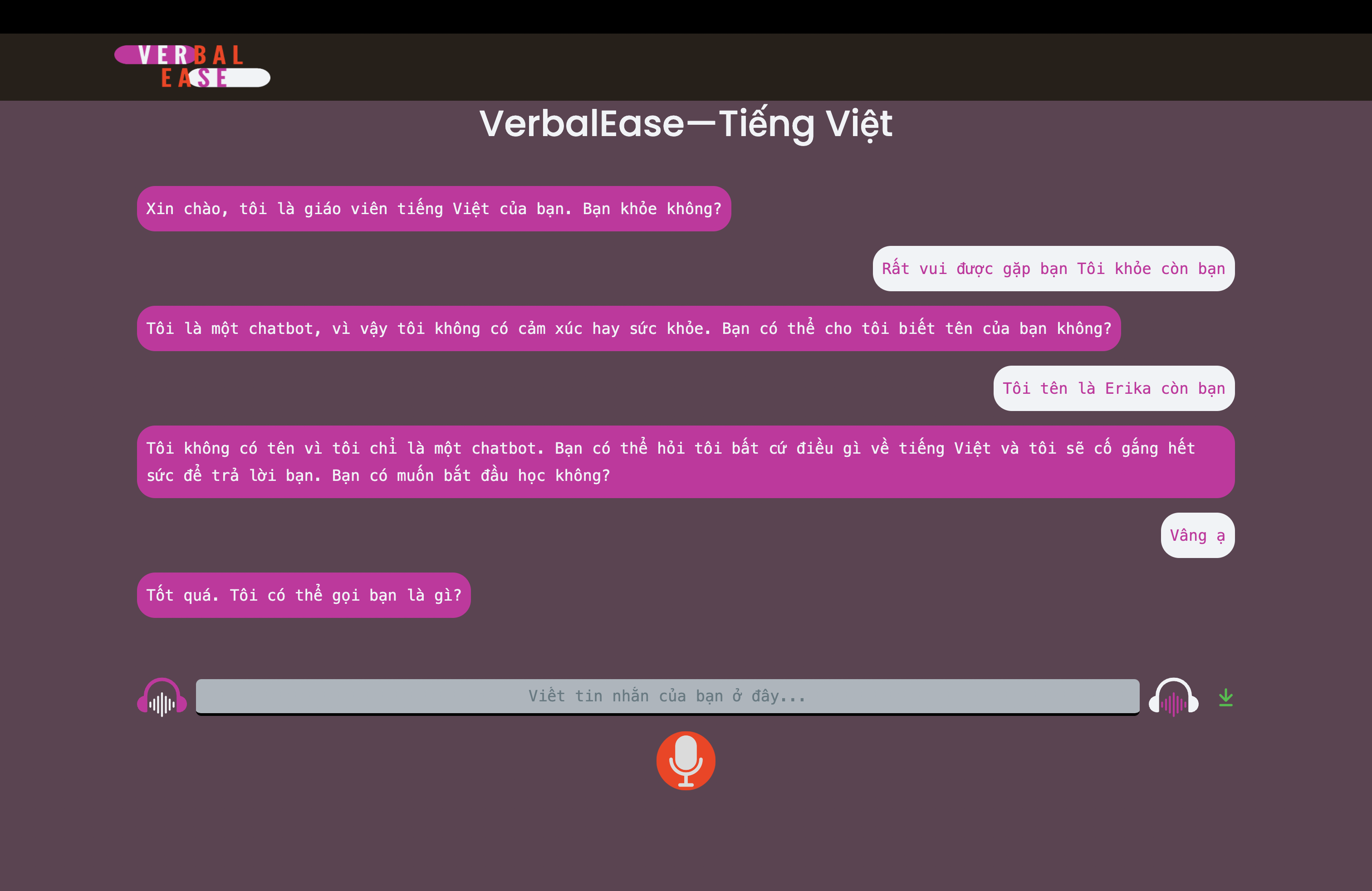 VerbalEase Chat Page