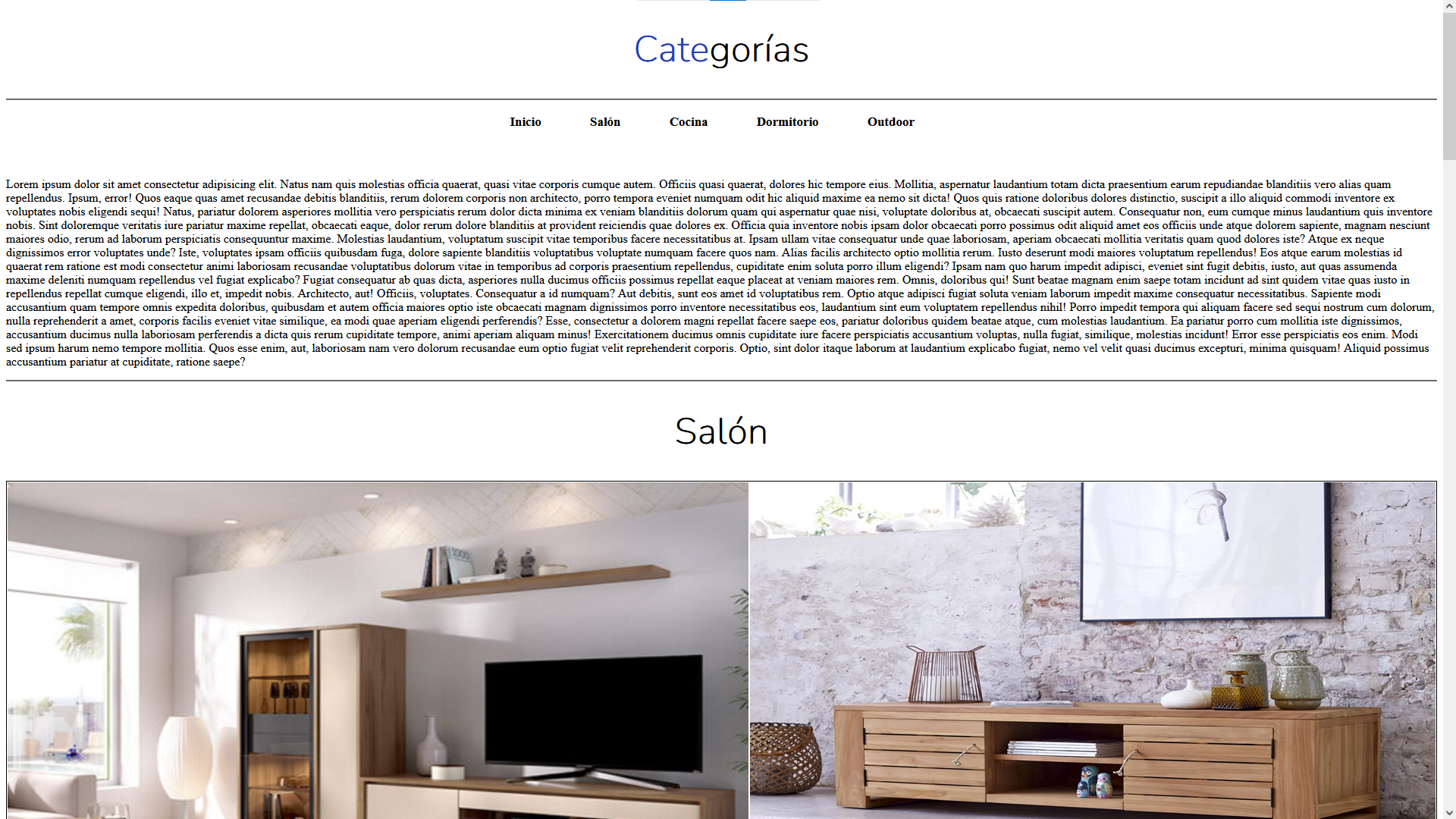 categories page