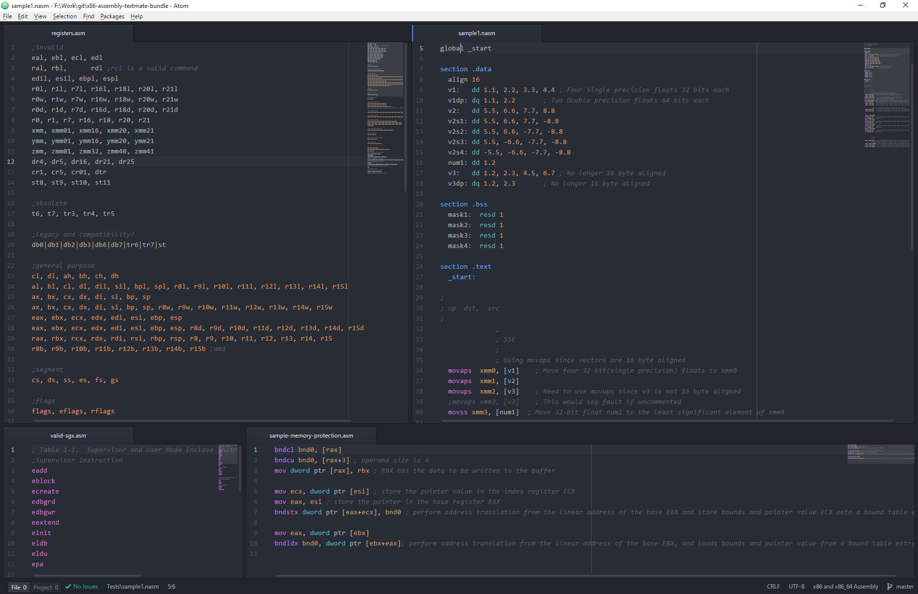 Atom with One Dark syntax theme