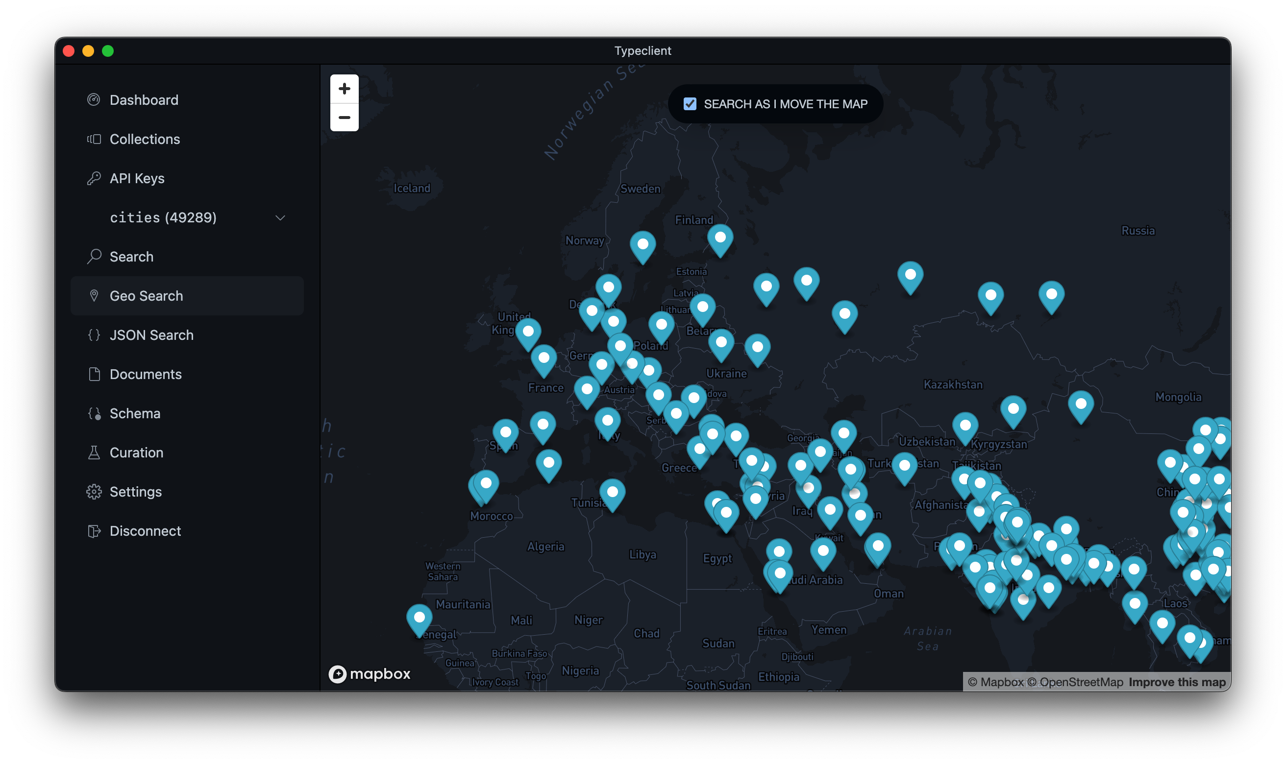 Geo search with MapBox