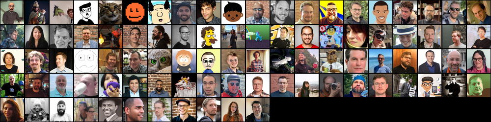 A montage of Fastly contributors made using Imagemagick