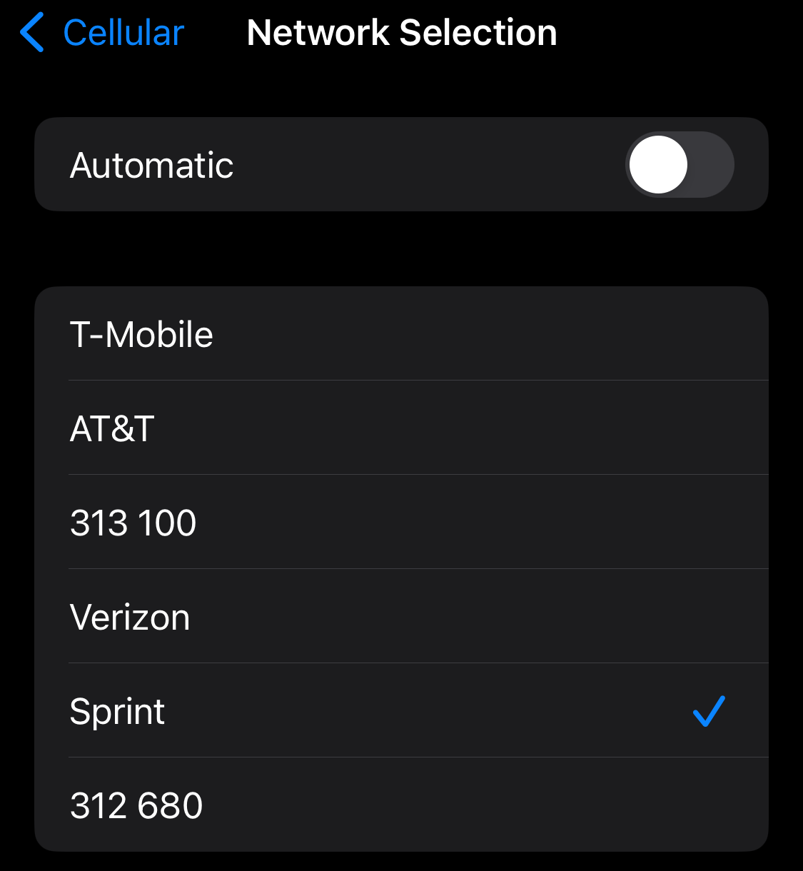 ios network selection