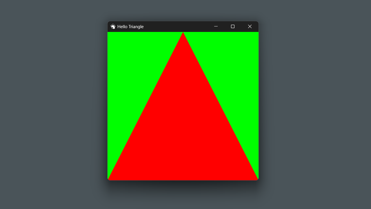 Demo of the hello_triangle example running on Windows