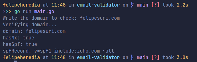 Email validation running