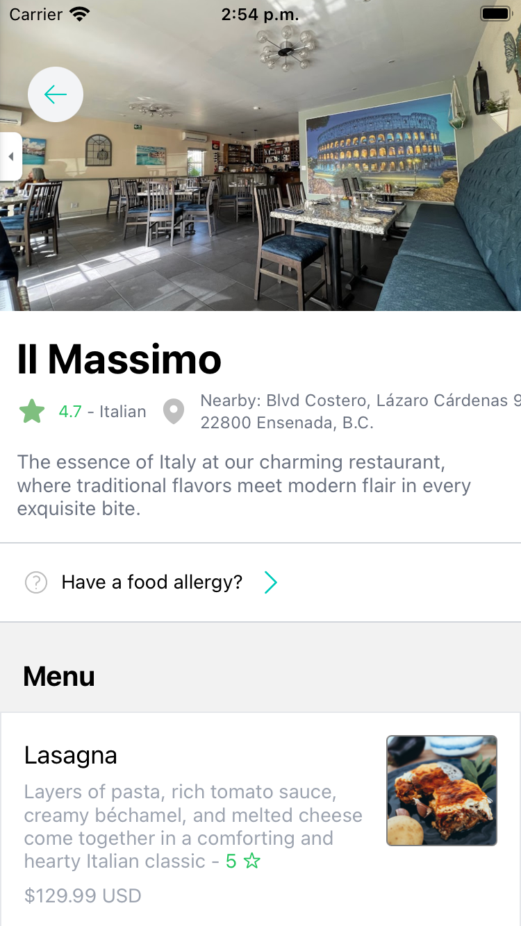 Restaurant Page