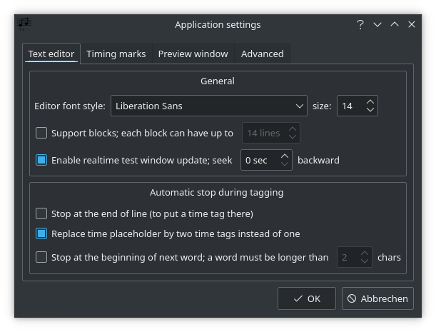 Settings - Text Editor