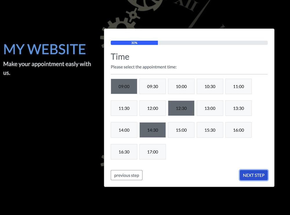 booking page