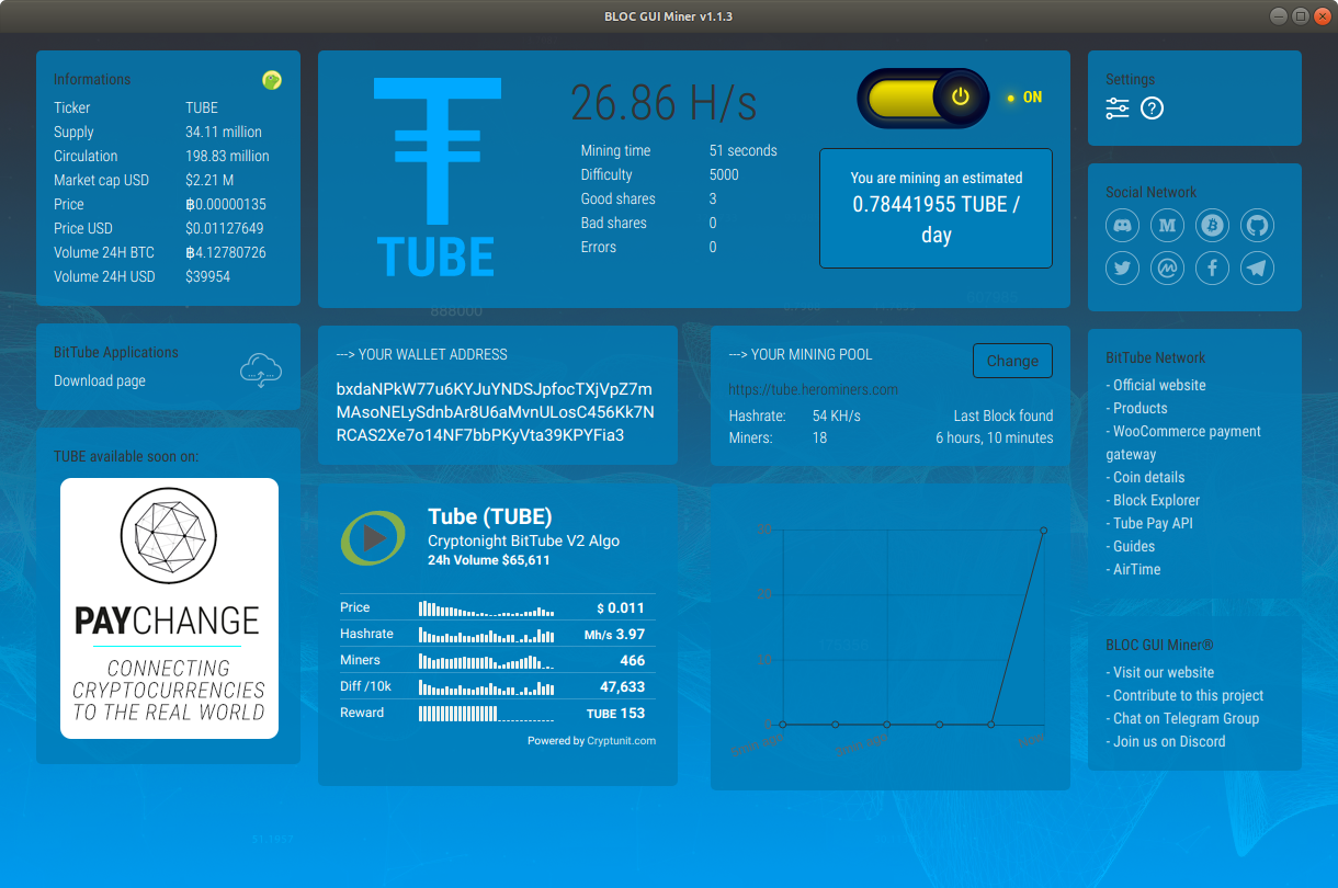 BLOC GUI Miner Mining