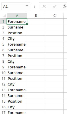 Excel Data Column