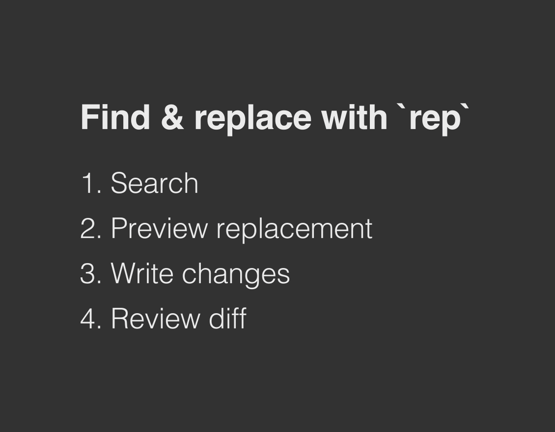 Find & replace with rep