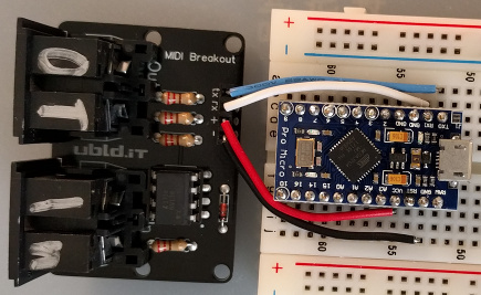 Pro Micro 5V with MIDI breakout board