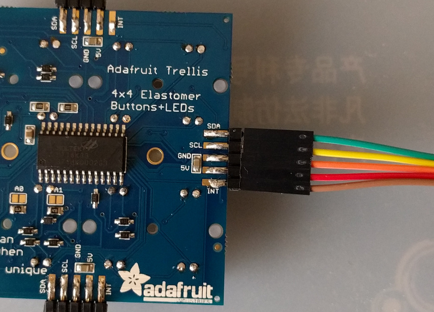 Photo of back of Adafruit trellis board